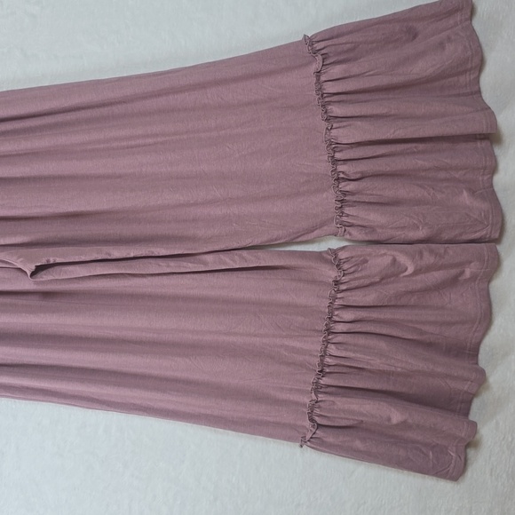 ASVIVID Tiered Ruffle Wide Leg Boho Palazzo Ruffle Trim Lounge Pants Mauve Sz.M - Picture 9 of 13